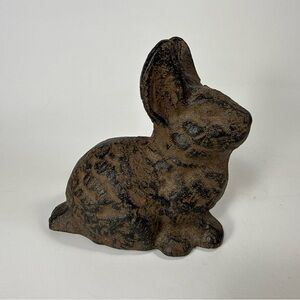 Cast Iron Bunny Figurine rustic yard decor shelf sitter garden ornament